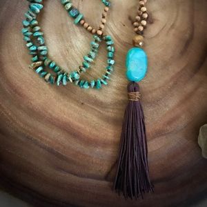 Gorgeous Genuine Turquoise Tassel Necklace